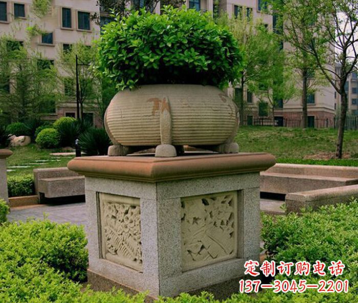 重庆小区景观大理石花盆石雕 (3)