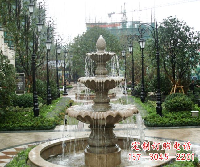 重庆小区景观大理石喷泉石雕 (4)