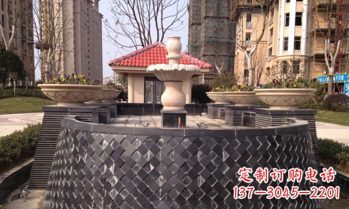 重庆小区景观大理石喷泉石雕 (3)