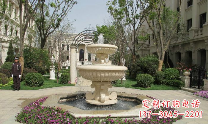 重庆小区景观大理石喷泉石雕 (7)