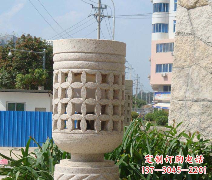 重庆小区景观镂空石灯石雕