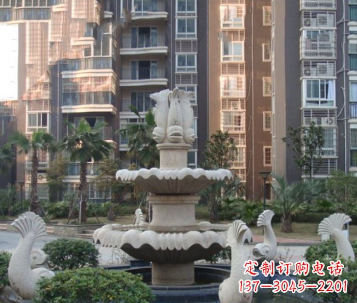 重庆小区景观鲤鱼喷泉石雕