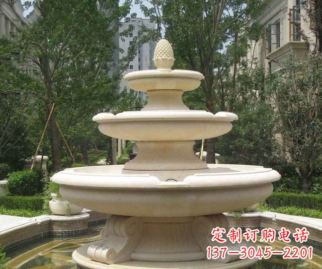 重庆小区景观晚霞红多层喷泉石雕