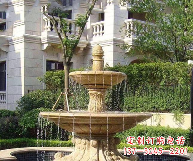 重庆小区景观晚霞红多层喷泉石雕 (4)