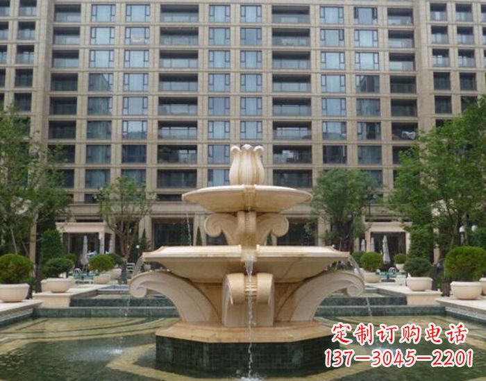 重庆小区景观晚霞红喷泉石雕 (2)