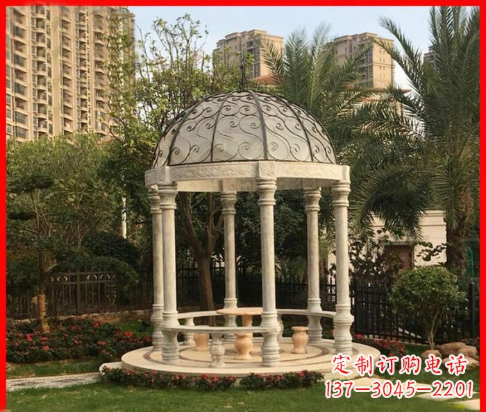 重庆小区欧式圆顶凉亭石雕 (2)