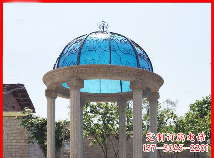 重庆小区欧式圆顶凉亭石雕_2