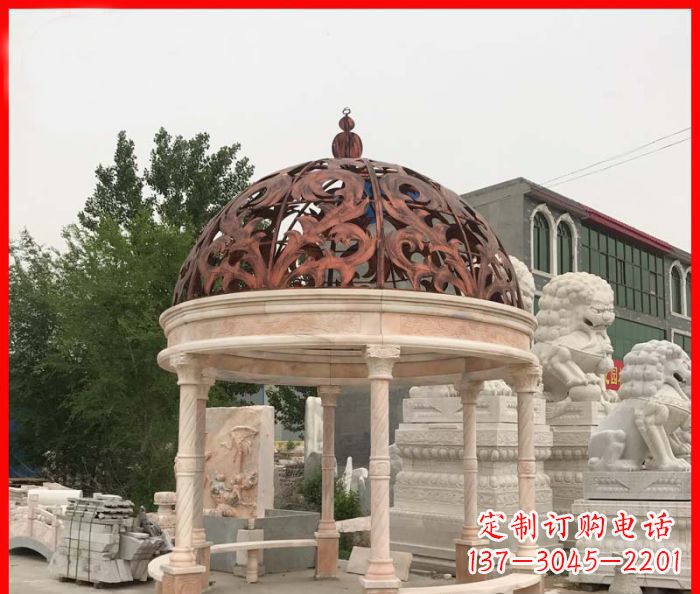 重庆小区欧式圆顶凉亭石雕_1