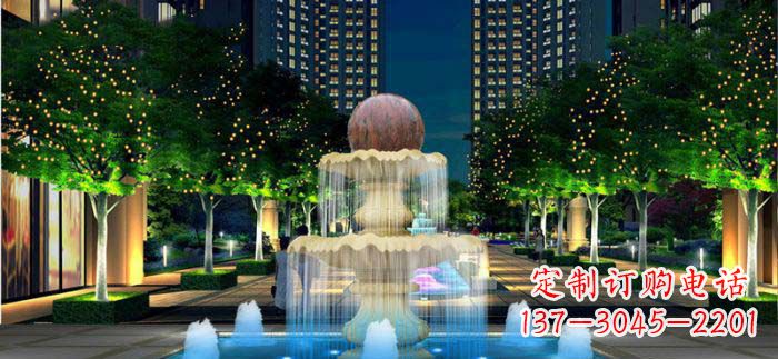 重庆小区石来运转风水球石雕喷泉