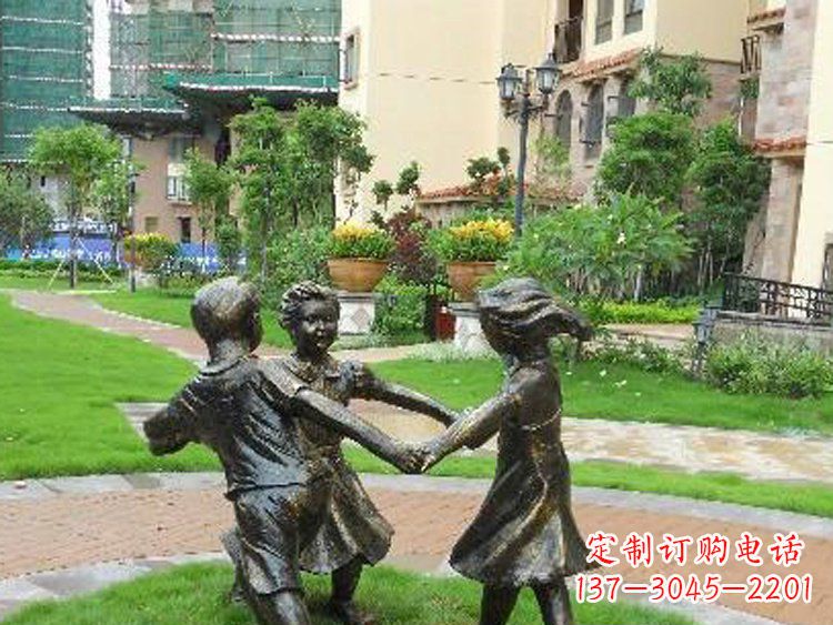 重庆小区铜雕儿童玩游戏人物雕塑