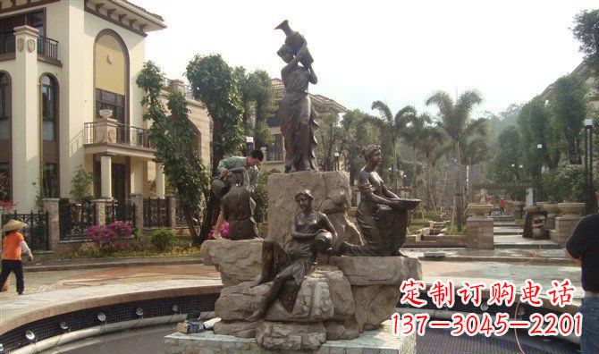 重庆小区西方美女喷泉人物铜雕