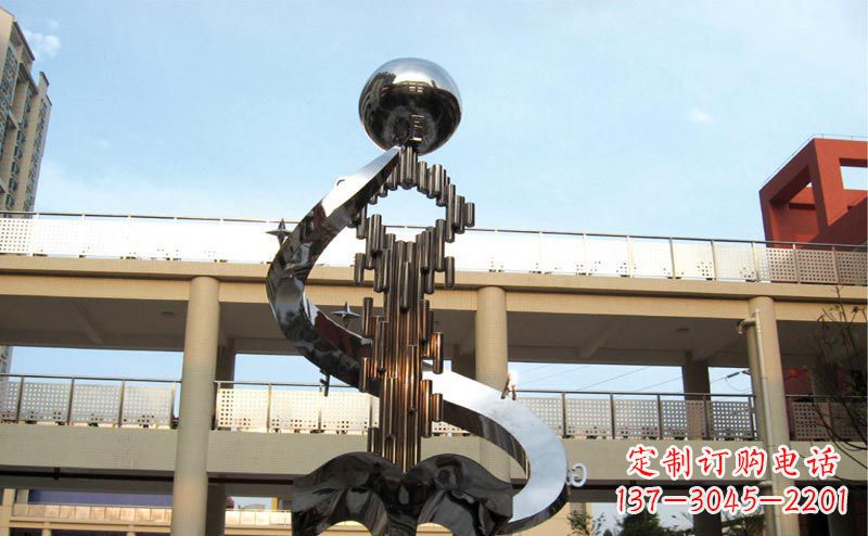 重庆校园不锈钢抽象钥匙和书籍雕塑