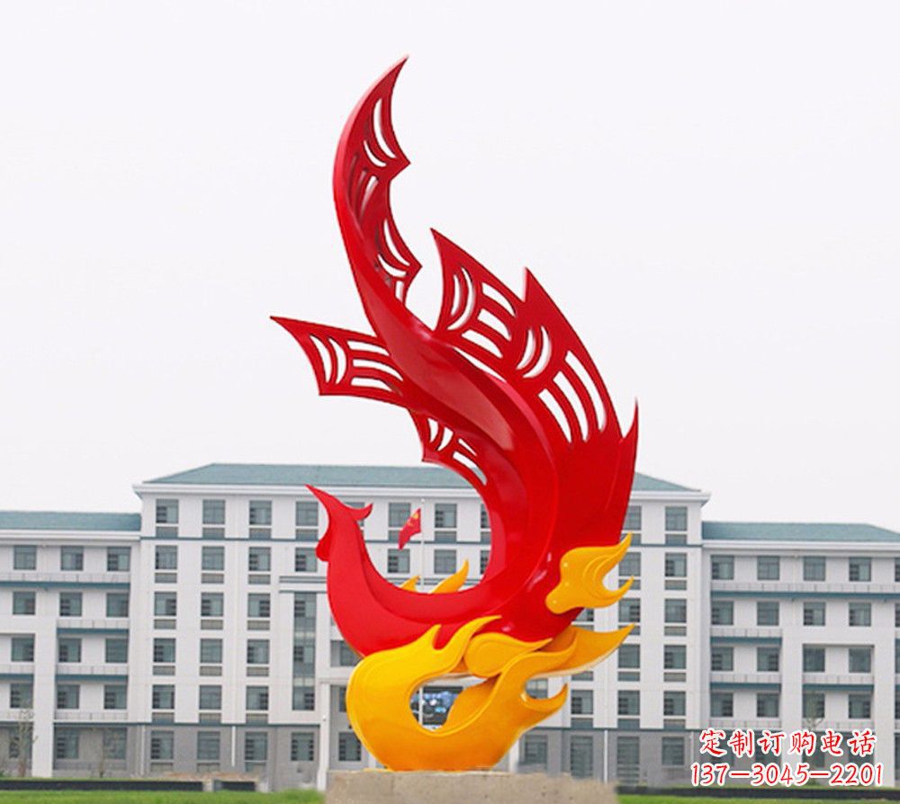 重庆校园不锈钢凤凰浴火雕塑