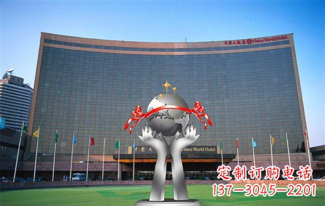 重庆校园不锈钢双手捧地球雕塑