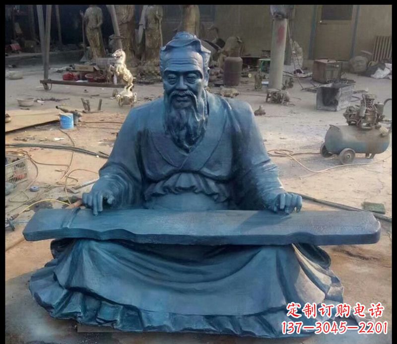 重庆校园孔子弹琴铜雕