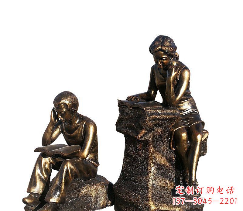 重庆校园铸铜学生看书人物雕塑