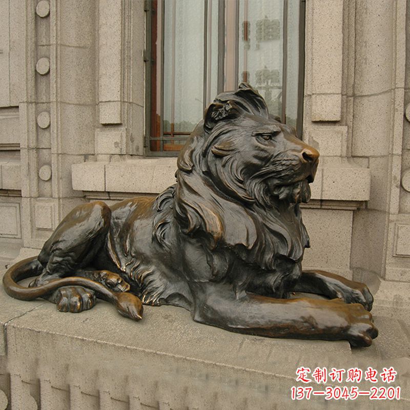 重庆银行大门铜雕港币狮子看门动物雕塑