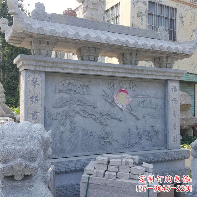 重庆迎客松石雕影壁墙