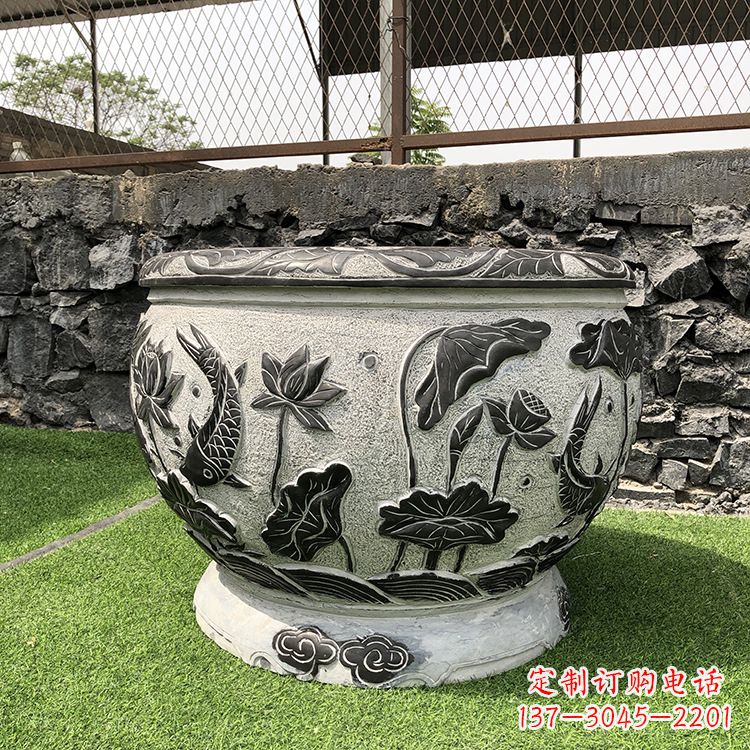重庆鱼纹水缸石雕
