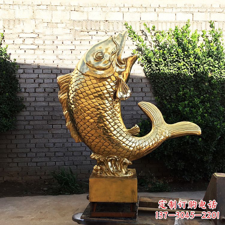 重庆鱼跃景观铜雕-纯铜铸造企业商场动物雕塑摆件