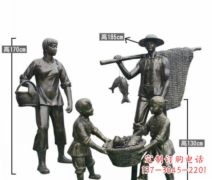 重庆渔夫捕鱼民俗铜雕 (3)