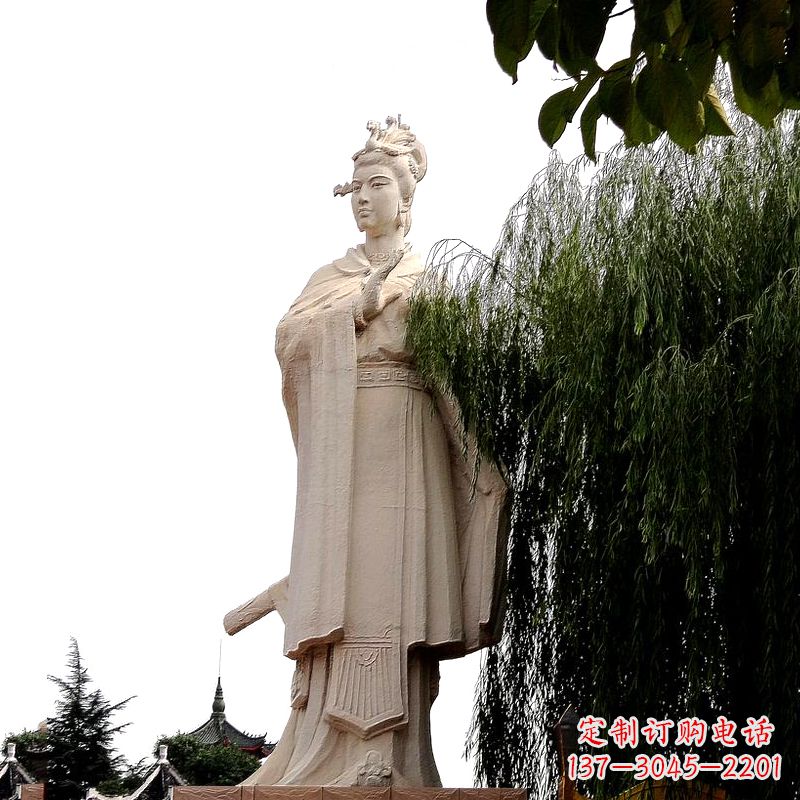 重庆虞姬砂岩石雕-景区园林古代人物著名美女雕像
