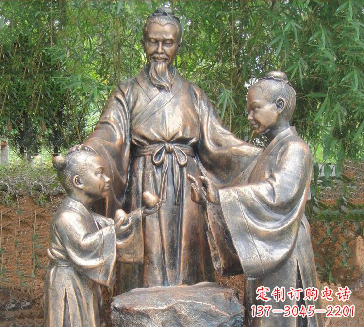 重庆寓言故事铜雕_孔融让梨