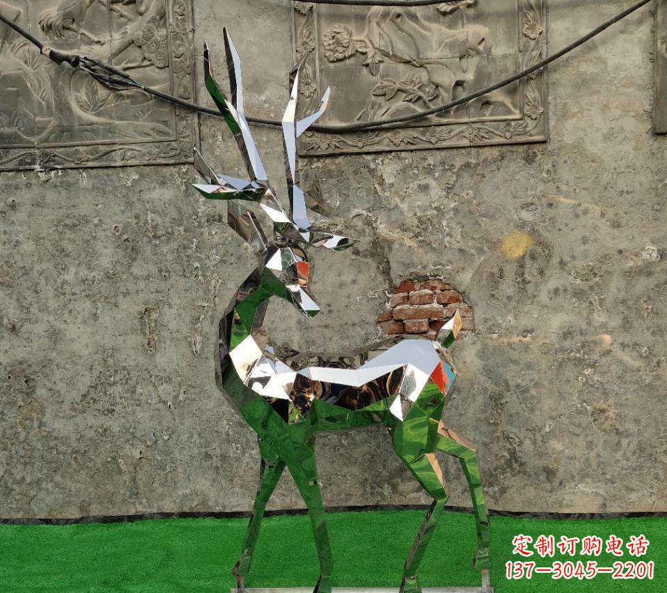 重庆园林不锈钢抽象小鹿雕塑