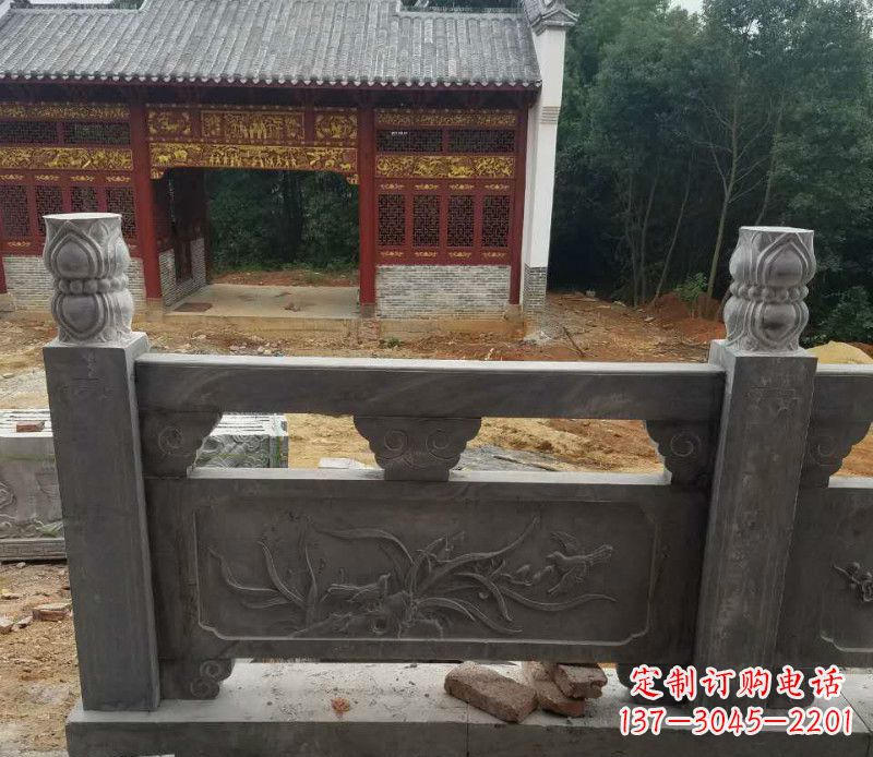 重庆园林仿古兰花石浮雕栏板景观石雕