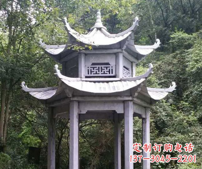 重庆园林仿古石凉亭景观石雕 (3)