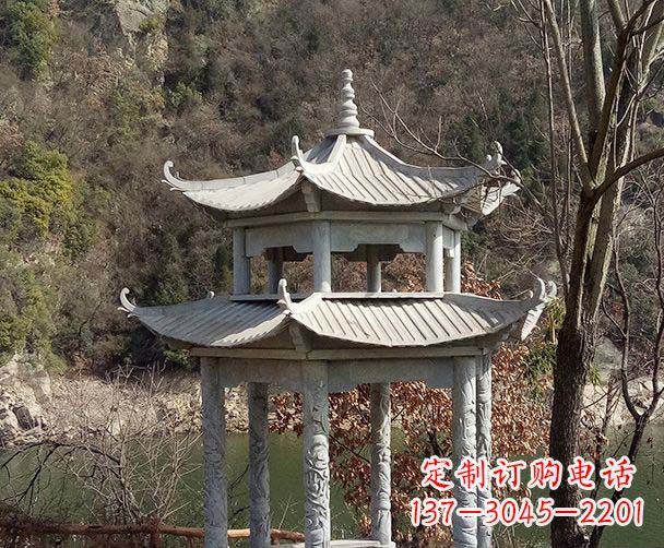 重庆园林仿古双层石雕凉亭