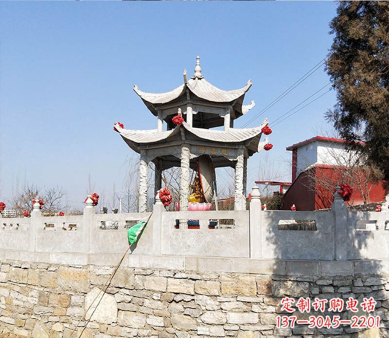 重庆园林仿古双层石凉亭景观石雕 (3)