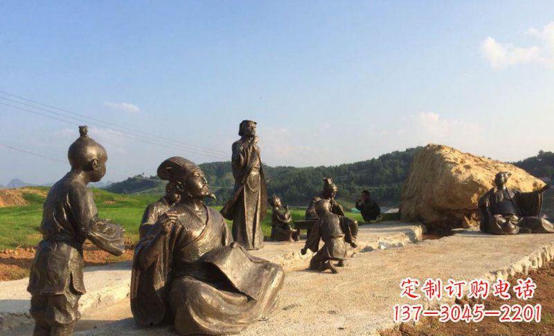 重庆园林古代人物和玩耍的小孩小品铜雕