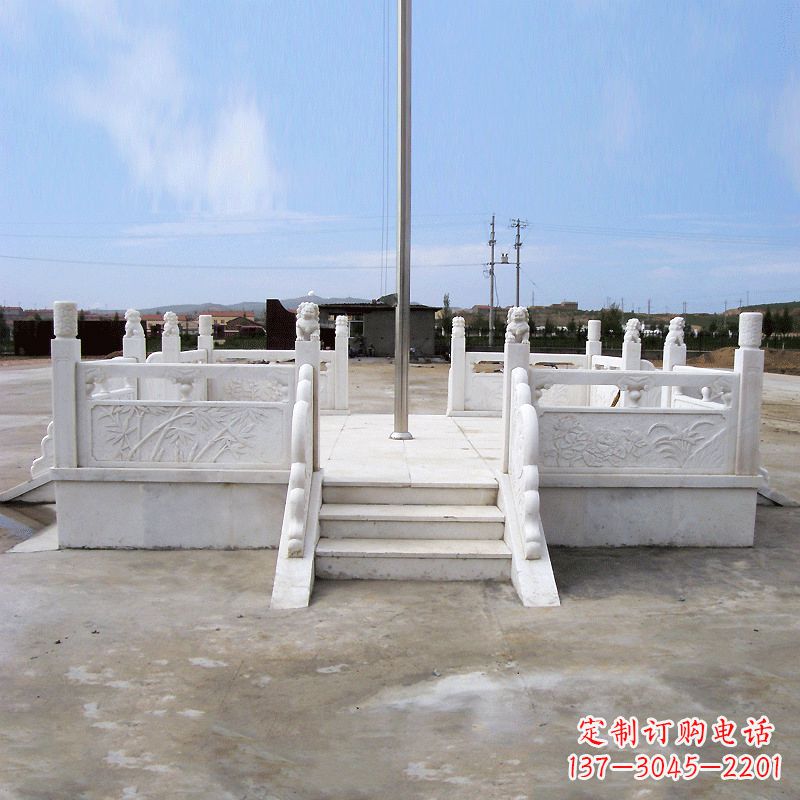 重庆园林广场升旗台汉白玉石雕国旗台