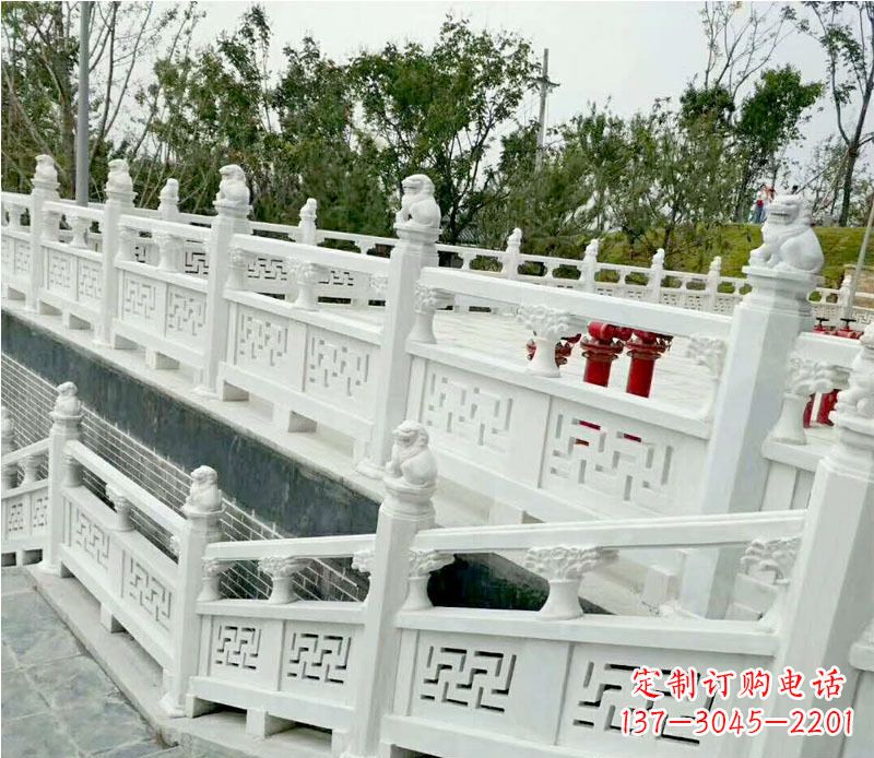 重庆园林汉白玉栏板景观石雕 (2)