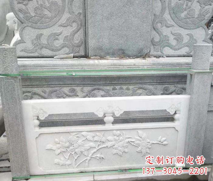 重庆园林汉白玉石浮雕栏板 (3)