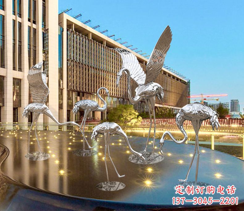 重庆园林火烈鸟不锈钢雕塑