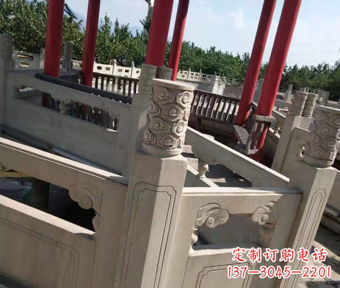 重庆园林景观大理石桥栏板石雕 (3)