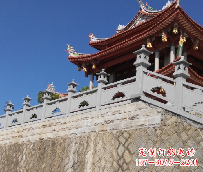 重庆园林景观大理石镂空莲花石栏板