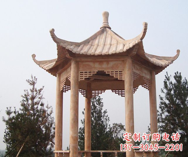 重庆园林景观单层石雕凉亭 (3)