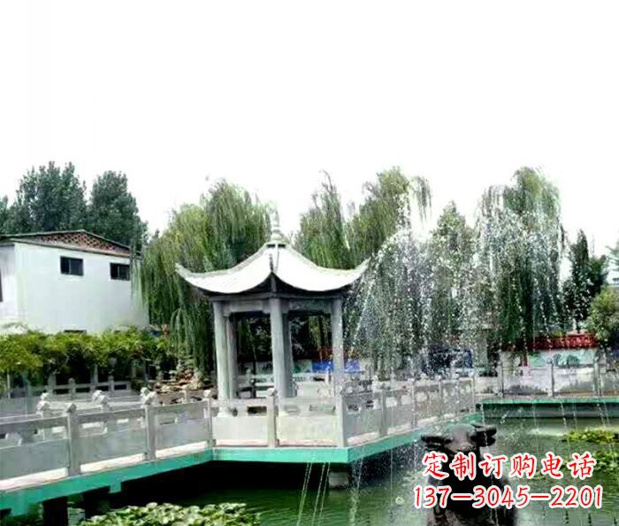 重庆园林景观单层六角石雕凉亭