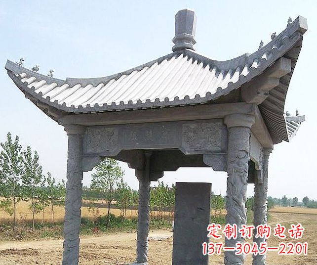 重庆园林景观单层石雕凉亭 (4)