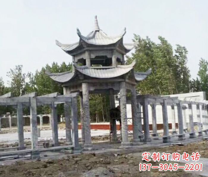 重庆园林景观多层凉亭石雕 (2)
