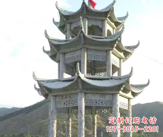 重庆园林景观多层凉亭石雕 (3)