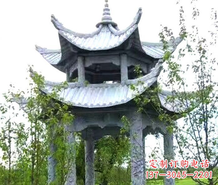 重庆园林景观仿古六角石凉亭