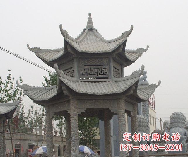 重庆园林景观仿古石雕凉亭 (2)