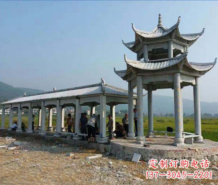 重庆园林景观仿古石雕长廊凉亭