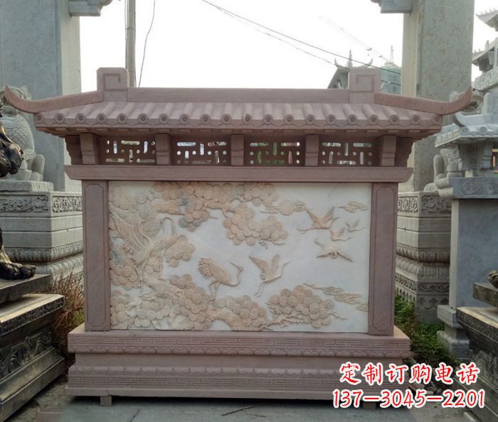 重庆园林景观松鹤石浮雕影壁