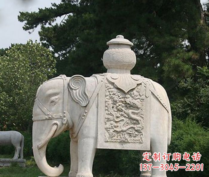 重庆园林景观驮宝大象石雕