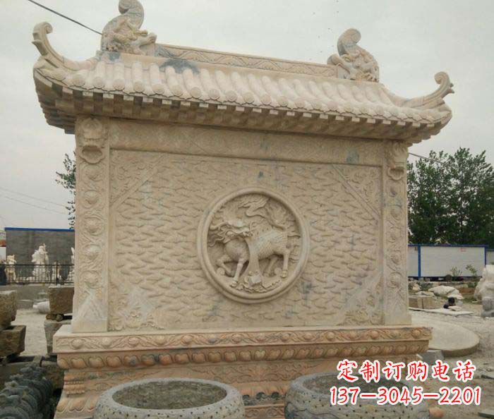 重庆园林景观晚霞红石雕影壁